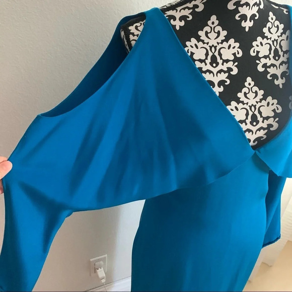 Cushnie deep v contessa cerulean 100% silk dress size 6 - Picture 6 of 10